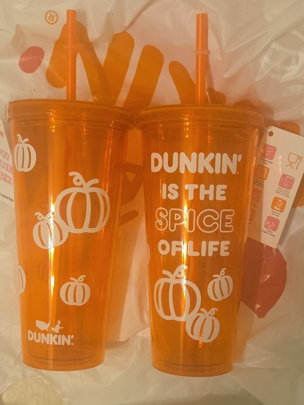 Dunkin' 2023 "SPICE OF LIFE" NWT 22oz Cold Beverage Cup w/ Straw
